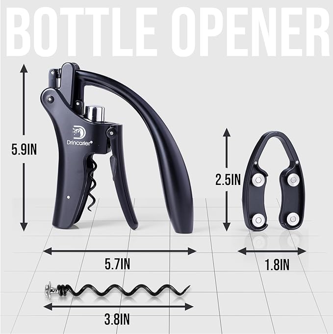 Wine Opener Compact Vertical Corkscrew Wine Bottle Opener with Built-in Foil Cutter