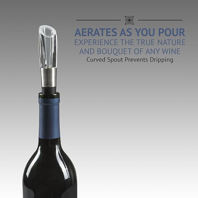 Ivation Electric Wine Gift Set – Includes Bottle Opener, Aerator, Vacuum Preserver, Stoppers, Foil Cutter & Charging Base