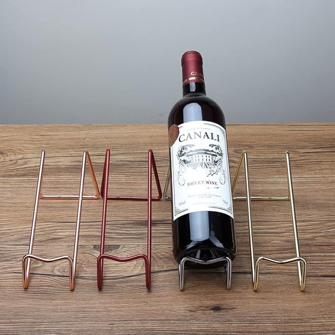 4Pcs Simple Tabletop Wine Display Rack, Wine Bottle Holder, Gift for Kitchen Home Decoration (Silvery)
