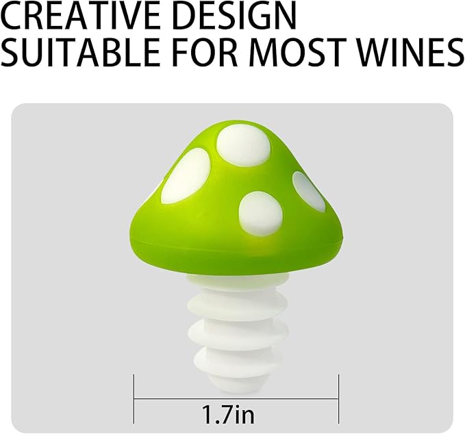 Light Green Mushroom Wine Stoppers Bottle Plug Wine Bottle Stoppers Accessories Kitchen Gadgets Kitchen Gift Set Creative Gifts Halloween Mushroom Decoration-2pcs Bottle Stoppers