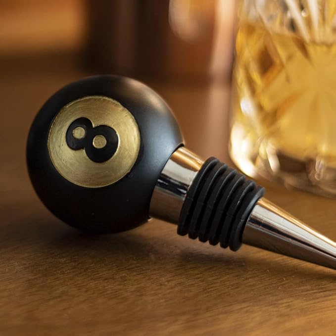 Iron & Glory Wine Stopper 8-Ball | Decorative Wine Stoppers & Kitchen Gadgets | Luxury Bottle Stopper Wine Accessories | Wine Gifts | Reusable Liquor, Champagne & Wine Saver | Gifts For Wine Lovers