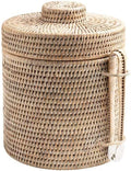 Caspari White Natural Rattan Ice Bucket with Matching Tongs – 1 Each