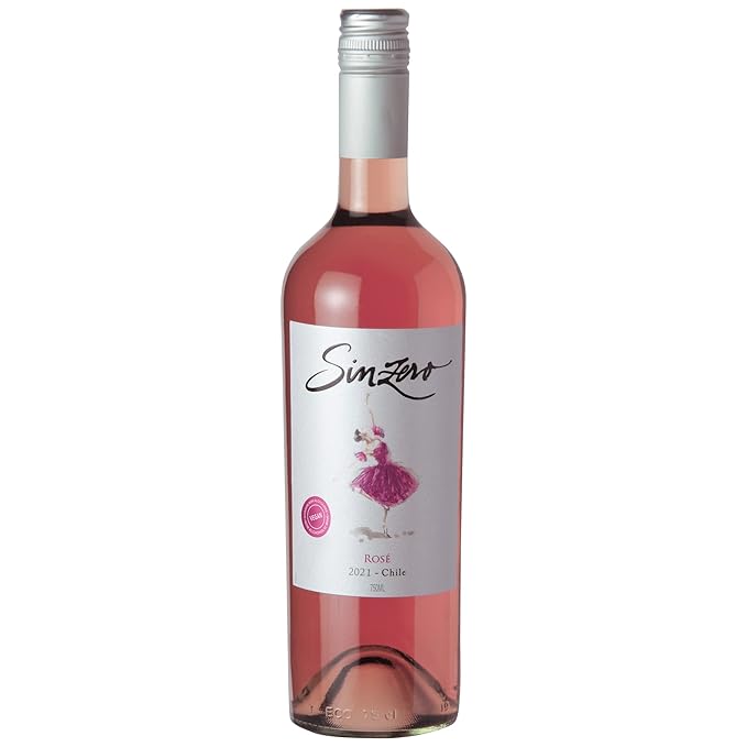 SINZERO - Non-Alcoholic Rosé Wine - 25.4 fl oz Bottle - De-alcoholized under 0.5% ABV Low Calorie Vegan Rosé - Pale salmon color with strawberry, blackberry and cherry aromas - Chilean