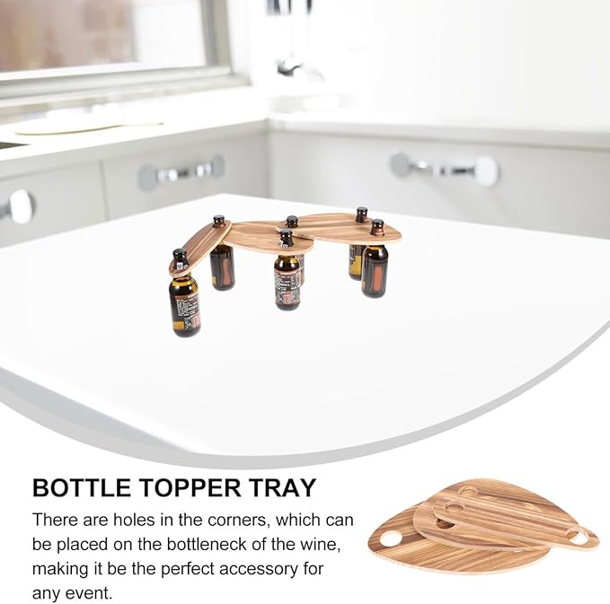 Amosfun Wine Bottle Topper Serving Tray Set of 3 Floating Wooden Cheese Boards 11.81X7.87X0.31In Lightweight Picnic Party Wedding Snack Platters