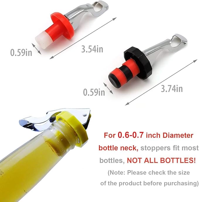 Wine Stoppers, Food-safe Silicone Bottle Stoppers, Expanding Manual Beverage Stopper, Reusable Wine Bottle Corks, Creates Airtight Seal, Assorted Colors 4 Pack (Assorted)