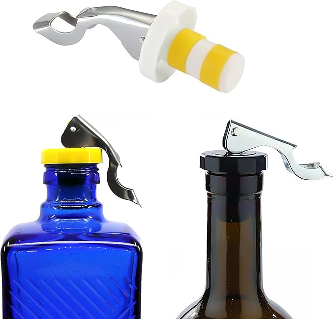 5 Pack Wine Bottle Stoppers for Glass Bottles, Soda Coke Bottle Stoppers for Champagne, Carbonated Drinks, Food-safe Silicone Reusable Pressurized Corks, Creates Airtight Seal To Keep Fizz
