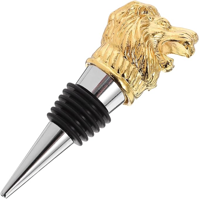 Gatuida Wine Aerator Pourer Lion Head Spout Bottle Pourers Stainless Steel Animal Bar Liquors Bottle Pourer Decorative Liquors Stopper for Red Wines Whiskey Golden, 10.00X3.50X2.50CM