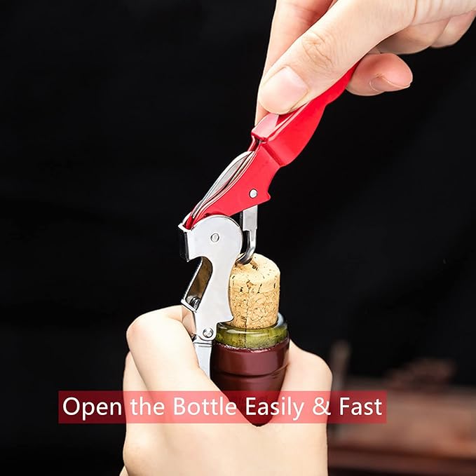 4-Pack Stainless Steel Travel Wine Opener Manual Professional Waiter Corkscrew with Foil Cutter