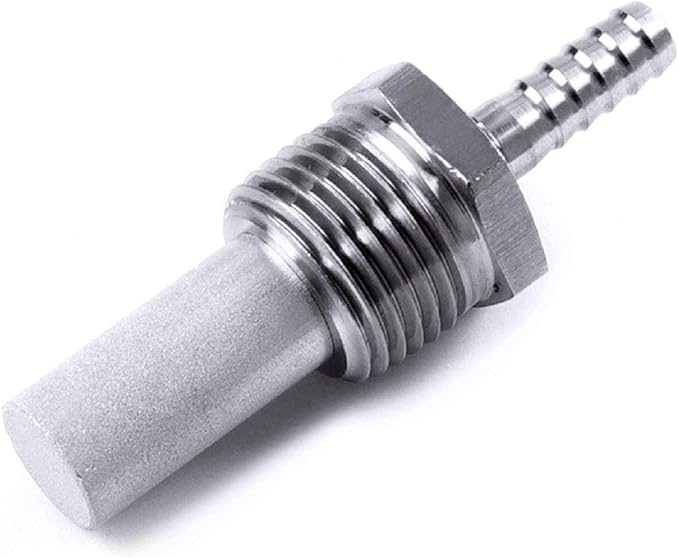 0.5 Micron Inline Oxygenation Diffusion Stone, 1/2" NPT Hose Barb Stainless Steel Aeration Stone Carbonating Stone with 1/4" Barb for Home Brewing Beer