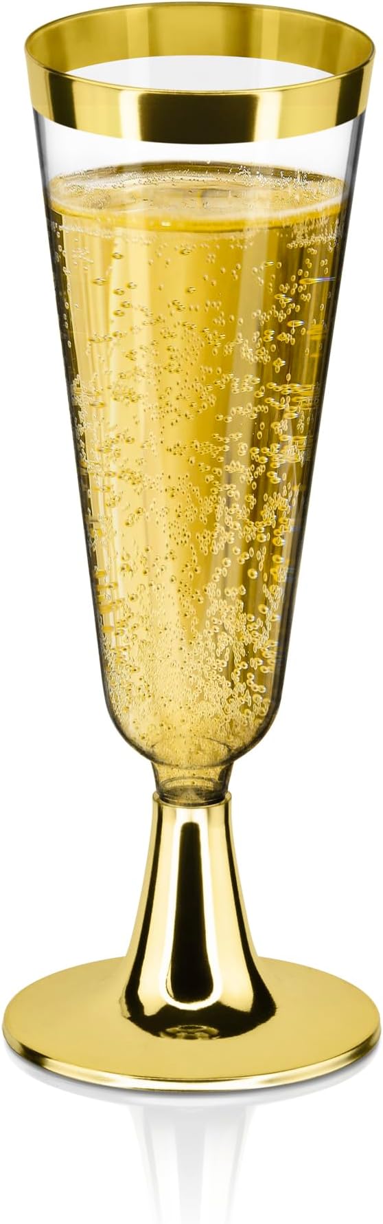 DecorRack 12 Plastic Champagne Flute, 5 Oz -BPA Free- Disposable Wine Glass, Perfect for Outdoor Parties, Weddings, Hosting, Stackable, Reusable, Gold (12 Pack)