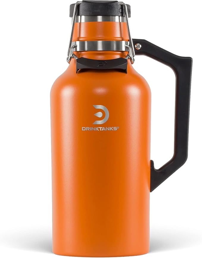 DrinkTanks Craft Growler – 64 oz Vacuum Insulated Stainless Steel Beer Growler with Handle, Leakproof Thermal Beverage Tumbler for Beer, Wine, Coffee, Soda, Kombucha – Reusable & BPA-Free – Moab