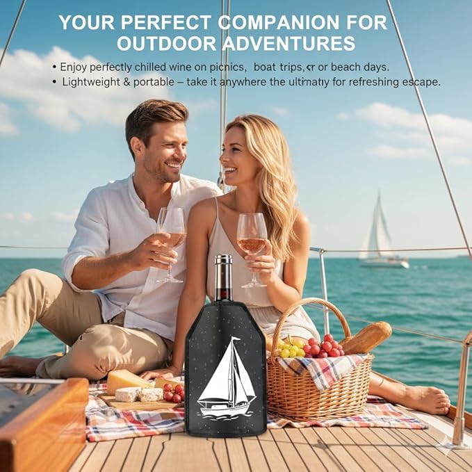 Universal Wine Chiller Sleeve for All Bottles - Rapidly Cools & Keeps Wine, Champagne & Beer Ice-Cold in Minutes - Portable No-Mess Gel Cooler for Picnics & Parties