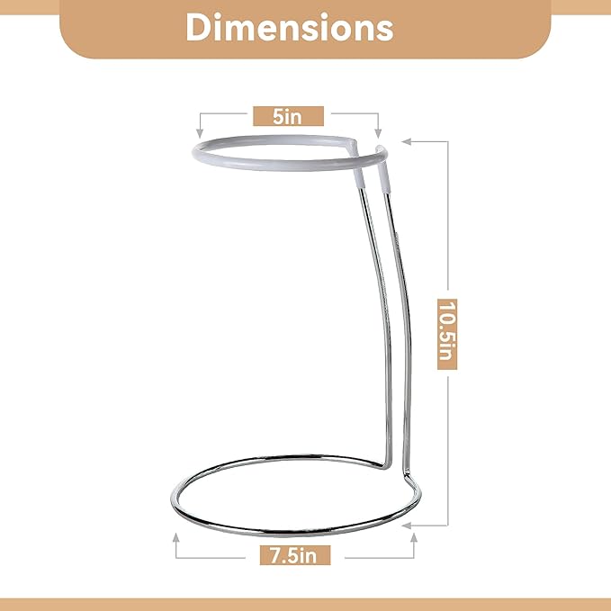 Lily's Home Wine Decanter Drying Stand with Rubber Coated Top to Prevent Scratches, Includes Cleaning Brush, For Standard Large Bottomed Wine Decanters, Decanter and Wine Glass NOT Included