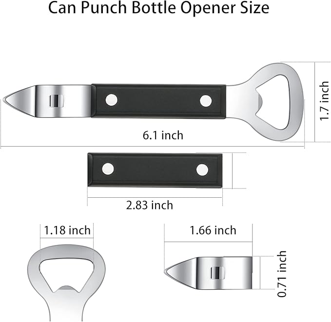 HANCELANT Can Punch Bottle Opener, Manual Stainless Steel Can Opener 2 Pack