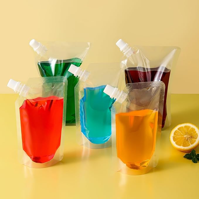 OHMAXHO Plastic Flasks - Reusable, Leak-Proof for Travel, Outdoor Sport, Running enthusiasts, Concerts, Events(8OZ-16OZ-32OZ,16PCS)