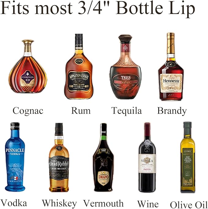 10 Pack Liquor Pour Spout, Liquor Bottle Pourers, Pour Spouts for Liquor Bottles with Dust Caps Seal Covers, Bar Tool, Hygienic, Dishwasher Safe