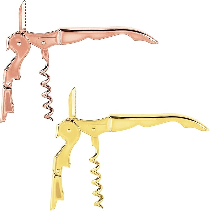 Mirage Corkscrews Wine Key Double Hinge Wine Opener Waiter Corkscrews Rose Gold 2 PCS