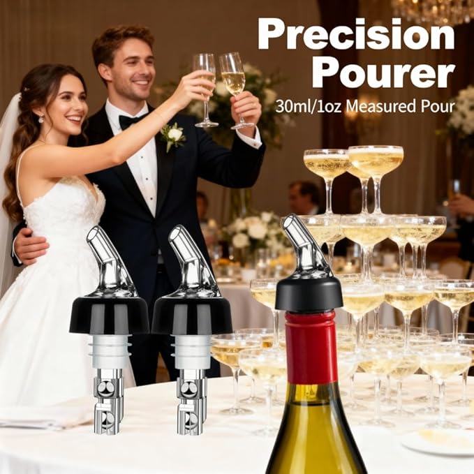 2 Pack Automatic Measured Liquor Pour Spout, Liquor Bottle Pourers, Measure Bottle Pourers for Alcohol, Quick Shot Spirit Measure Pourer Drinks Wine Cocktail Dispenser Home Bar Tools,1oz/30ml