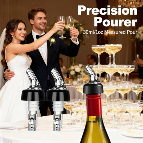 2 Pack Automatic Measured Liquor Pour Spout, Liquor Bottle Pourers, Measure Bottle Pourers for Alcohol, Quick Shot Spirit Measure Pourer Drinks Wine Cocktail Dispenser Home Bar Tools,1oz/30ml