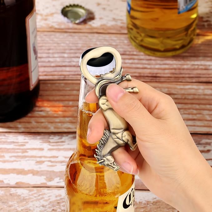 Horse Bar Gift Set, Horse Beer Opener & Horse Head Wine Stopper, Equestrian Gifts for Men, Dad, Coach, Horses Lovers, Bronze with Gift Boxes, Perfect Birthday, Father’s Day, Xmas Present
