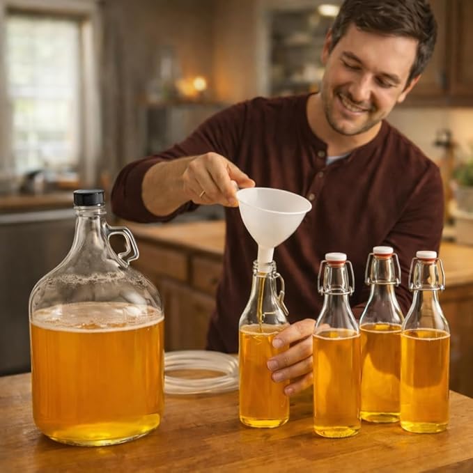 Complete Mead Making Kit for Beginners – 1 Gallon Glass Carboy Fermentation Set, Includes Airlock, Hydrometer, Auto Siphon & 4 Bottles – Easy Home Brewing Starter Kit for Mead, Wine & Fruit Wine
