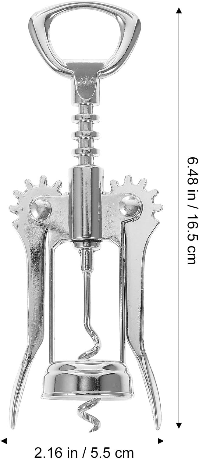Artibetter Wing Corkscrew Wine Opener Manual Bottle Opener Stainless Steel Versatile Bar Tool for Wine and Beer Bottles Silver