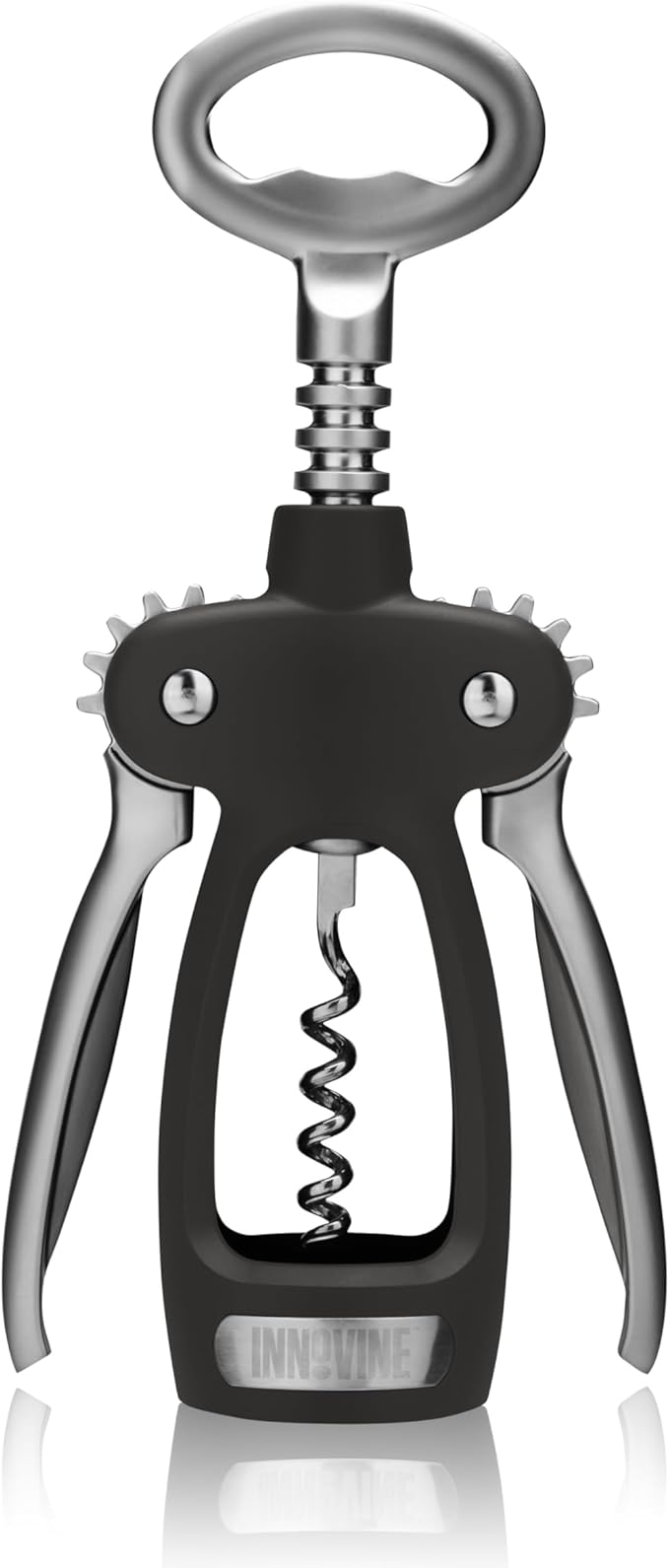 Innovine Winged Corkscrew Wine Opener, Multi-Purpose Bottle Opener for Beers and Soft Drinks, Stainless Steel with Ergonomic Wing Handle, for Bartenders, Home Bar, Kitchen, Restaurant, Graphite