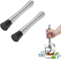 Cocktail Muddler, 2PCS Bar Muddler Stainless Steel Muddler Muddler for Cocktails 8" Drink Muddler Set Long Muddler Old Fashioned for Bars Bartender Accessories Home Bar Tools Set