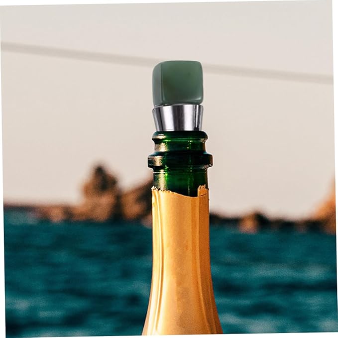 2pcs Cork Beverage Lids Wine Covers for Wine Bottles Keeping Fresh Bottle Tops Electric Tote Wine Cooling Stick Holders Drink Bottle Openers Tumbler Green Crystal Agate Jade