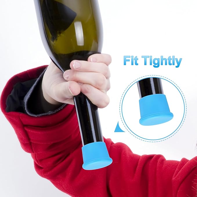 PATIKIL Silicone Wine Stoppers, 6 Pcs Reusable Bottle Cover Wine Corks Bottle Caps Wine Saver Seal Keep Fresh for Beer Beverage Drink, Blue