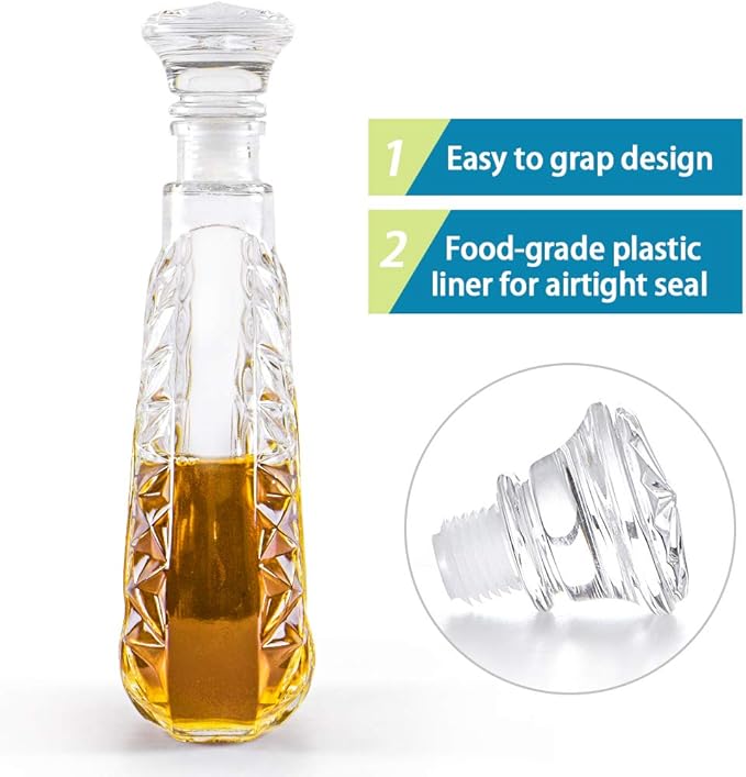 MDLUU Liquor Decanter, Glass Decanter with Airtight Stopper, Decanter Bottle for Whiskey, Brandy, Scotch, Bourbon, 25oz/750ml
