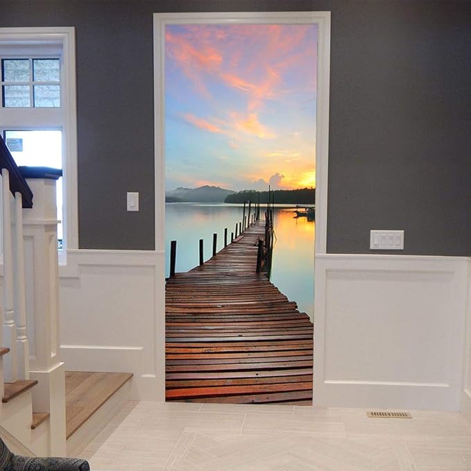 3D Door Stickers Murals - Peel and Stick Wallpaper Self-Adhesive Decals Removable PVC Waterproof Bedroom, Living Room 30.3" x 78.7"