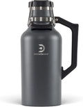 DrinkTanks Craft Growler – 64 oz Vacuum Insulated Stainless Steel Beer Growler with Handle, Leakproof Thermal Beverage Tumbler for Beer, Wine, Coffee, Soda, Kombucha – Reusable & BPA-Free – Slate