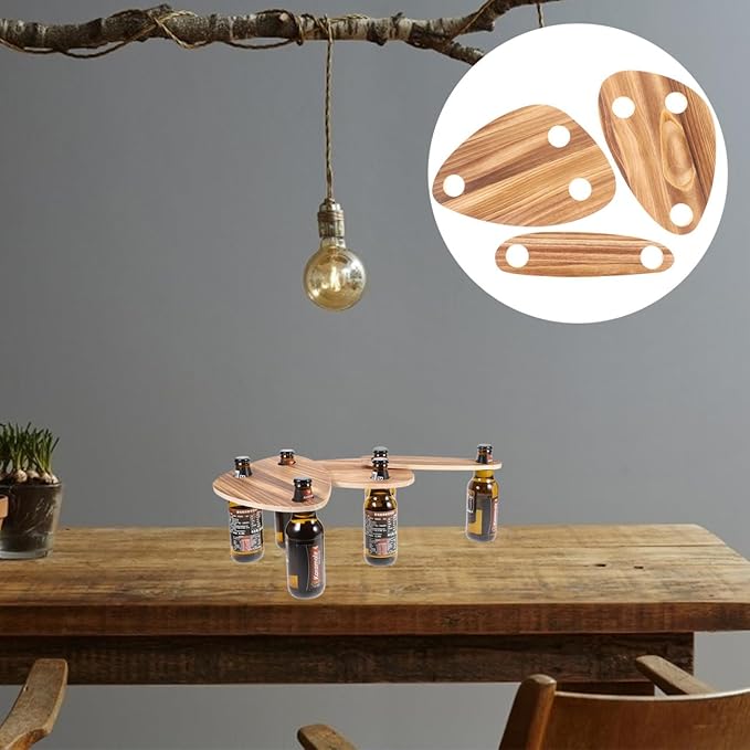 Amosfun Wine Bottle Topper Serving Tray Set of 3 Floating Wooden Cheese Boards 11.81X7.87X0.31In Lightweight Picnic Party Wedding Snack Platters