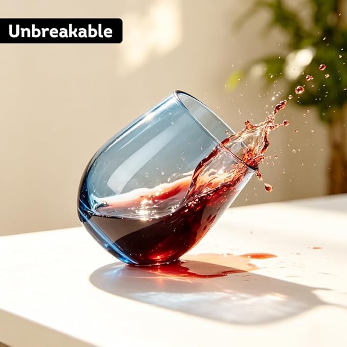 Lily's Home Set of 8 Shatter-Resistant Acrylic Stemless Wine Glasses - 14 oz for Poolside, Parties, Patio & Outdoor Indoor Use, BPA-Free Plastic Drinkware in Mixed Colors