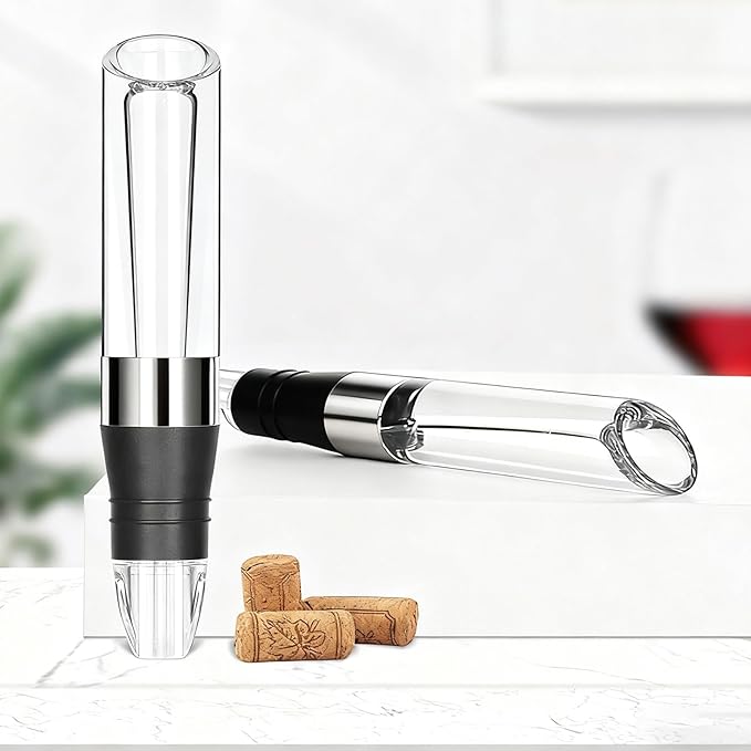 D&Slifei Wine Aerator Pourer and Decanter Spout Quickly Enhance Flavors and Aroma, Clear and Stainless Steel Design, Easy to Use and Clean