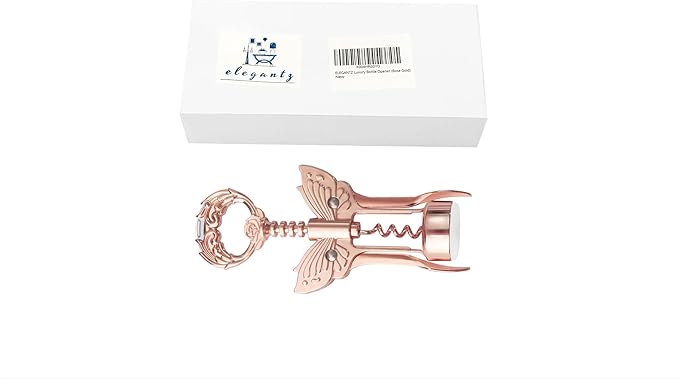 ELEGANTZ Luxury Multifunctional Wine Bottle Opener with Foil Cutter, Beer Opener, Butterfly Design - Heavy Duty Zinc Alloy, Chrome Plating - Gift for Wine Lovers