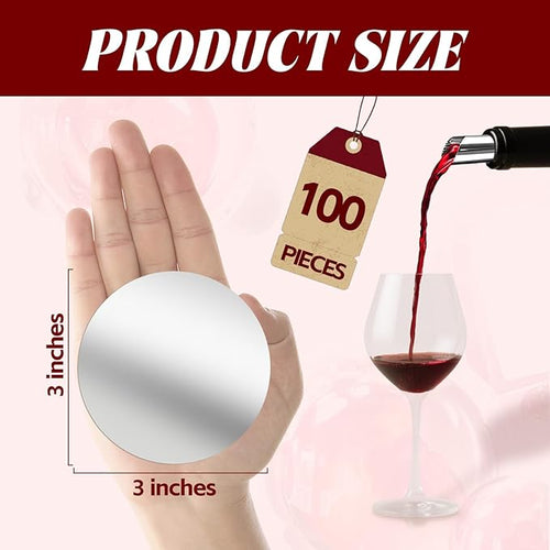 100Pcs Disposable Wine Pourer Discs, 3Inch Anti-Drip Liquor Pour Spouts for Wine & Liquor Bottles, No-Rinse Single-Use Design Avoids Cross-Flavors