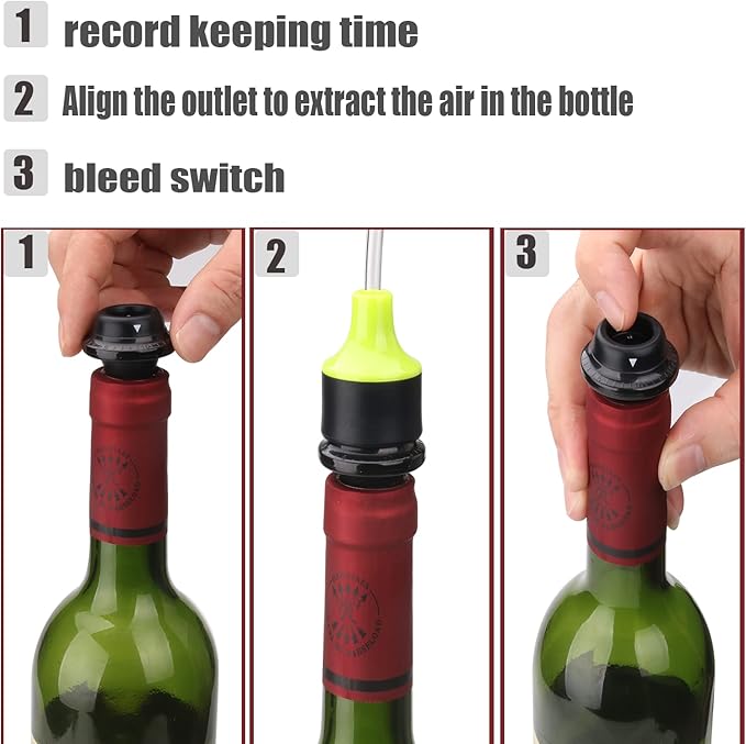 Generic Vacuum Bottle Stoppers Hose with accessories,Compatible with FoodSaver, package contains 6 wine corks +1 set Hose accessories