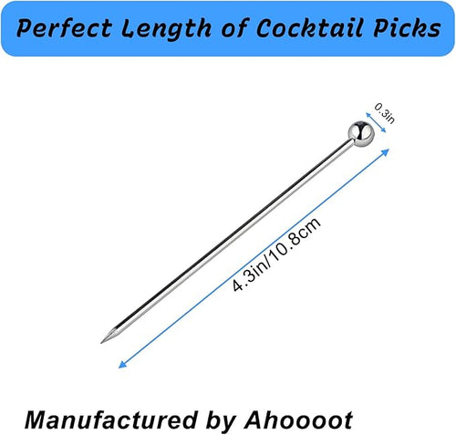 10Pcs Cocktail Picks, Stainless Steel Metal Martini Picks, Skewers for Appetizers & Toothpicks for Appetizers, Reusable Cocktail Picks for Drinks, Olives & Fruit