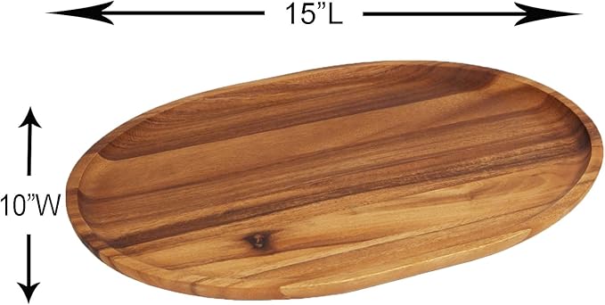 Woodard & Charles Large Acacia Oval Tray, 10" X 15"