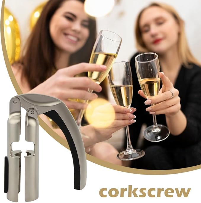 Champagne Bottle Opener, Zinc Alloy Sparkling Wine Cork Puller, Bar Jar Cork Puller Champagne Corkscrew, Multifunctional Bottle Opener, Gift for Wine Lovers(COLOR:A)