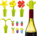 Knana 10Pcs Cactus Flowers Silicone Wine Stoppers Cute Wine Accessories Fun Wine Stopper for Mexican Party Favors Baby Shower Wedding