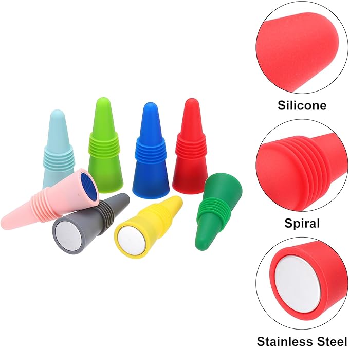 MECCANIXITY 4Pcs Wine Stoppers High Temp Silicone Plug T Shaped Wine Bottle Stopper Wine Outlet Cap Bottle Cover, Red
