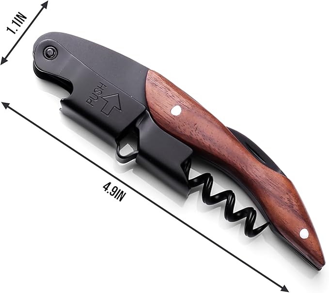 wine opener Professional Corkscrews for Wine Bottles w/Foil Cutter and Cap Remover - Manual Wine Key for Servers, Waiters, Bartenders and Home Use - Classic Rosewood