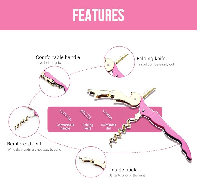 Professional Waiter Corkscrew Wine openers,Heavy Duty stainless steel Wine Key for Restaurant Waiters,Classic All-in-one Corkscrew, Bottle Opener and Foil Cutter