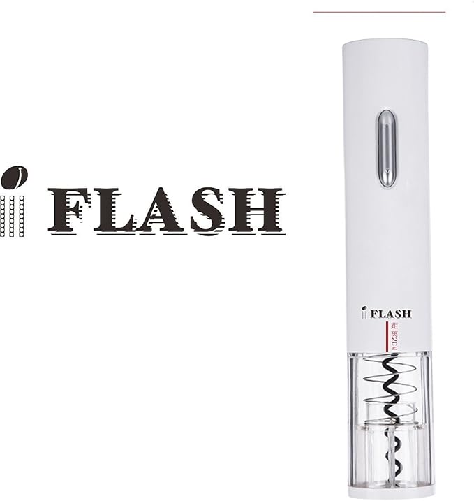 [Electric Automatic Style] iFlash Electric Wine Bottle Opener - Premium Quality Material with Cordless Design - AA Battery Powered - Unique Transparent Shell - Professional Foil Cutter Included -White