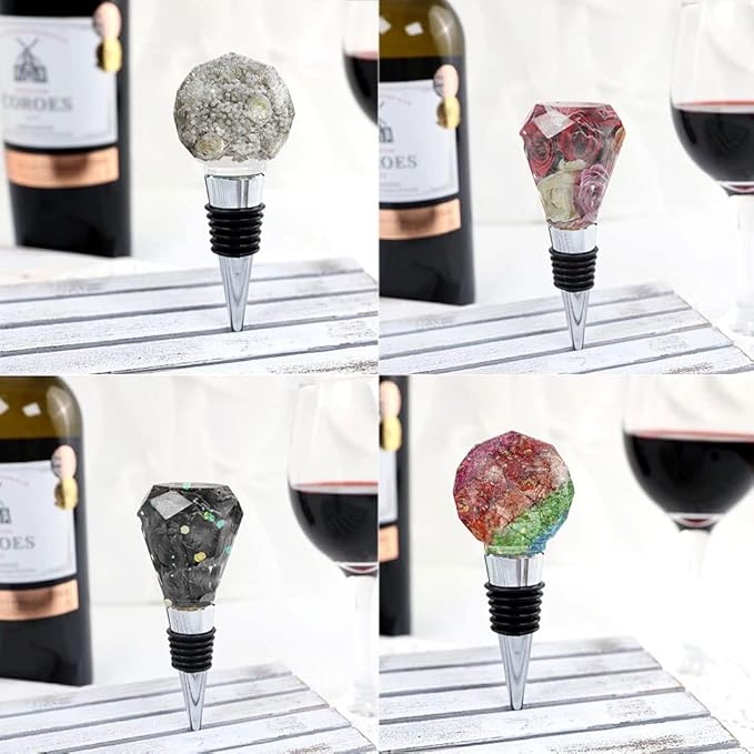 20 Pcs Wine Bottle Stopper Set Kit, Resin Wine Bottle Stoppers Molds Set Accessories, Wine Stoppers for Silicone Mold Epoxy Resin (Alloy Silver)