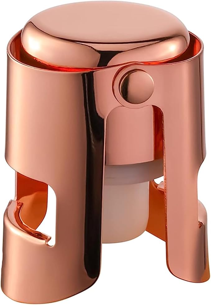 Champagne Stoppers with Stainless Steel Champagne Saver with Food Grade Silicone Leak proof Keep Fresh Suitable for Champagne, Cava, Prosecco and Sparkling(RoseGold, 1 Pack)
