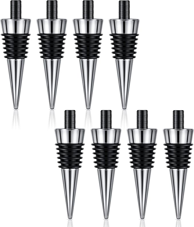 Honeydak 8 Pieces Metal Bottle Stopper Blank Stainless Steel Wine Bottle Stopper Kit Reusable Wine Saver Corks Hardware for Wedding Party Bar Turning